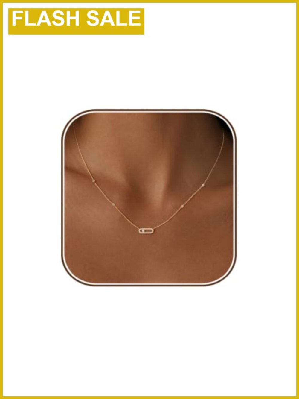 Dainty 14k Gold Plated CZ Pendant Necklace 16.5in Extender